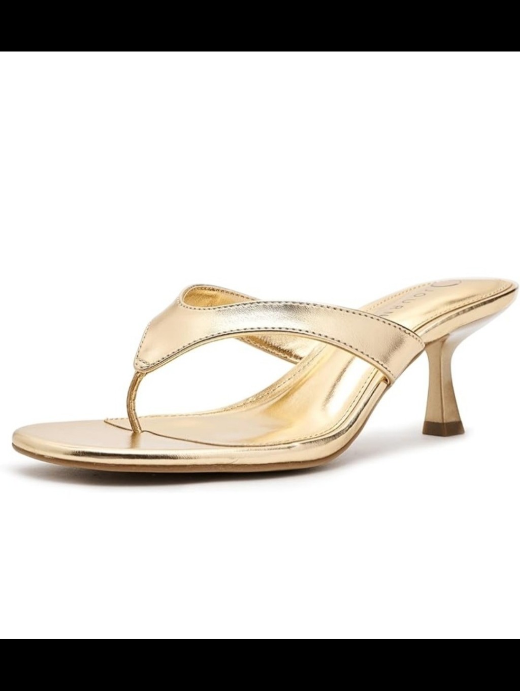 Nine West Gold Leather Kitten Heel Thong Sandal Size 5